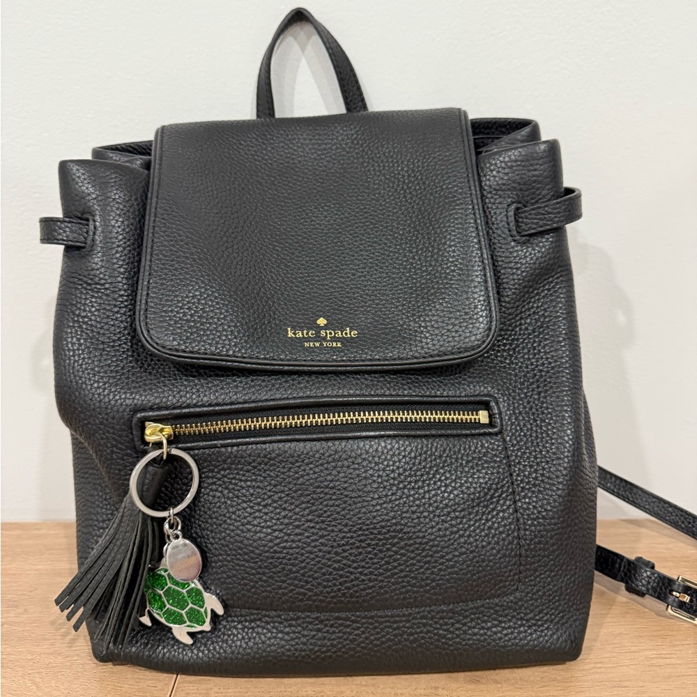 Kate Spade Black Pebbled Leather Backpack